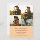 Script retro Light Peach graduate photo graduation 招待状 (裏面)