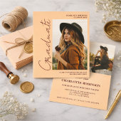 Script retro Light Peach graduate photo graduation 招待状