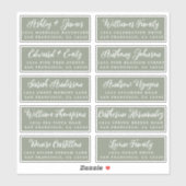 Script Sage Green Wedding Guest Address Labels シール (シート)