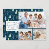 SCRIPT SEASON'S GREETING Blue Green Trees 3枚 シーズンカード (正面/裏面)