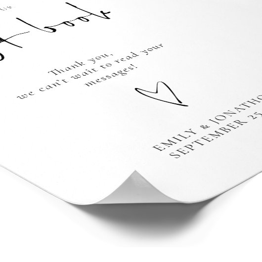 Script Sign Our Guest Book Printable 結婚's Sign ポスター (角)
