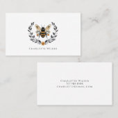 Script Signature Personalized Bee Floral  コーリングカード (正面/裏面)