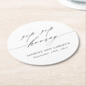 Script Sip Sip Hooray Wedding Paper Coaster Card ラウンドペーパーコースター (アングル)