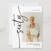 Script Sixty 4 Photo Collage 60th Birthday 招待状 (正面)