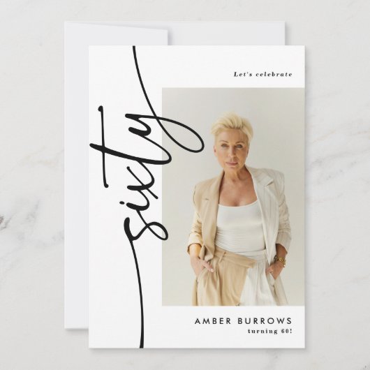 Script Sixty 4 Photo Collage 60th Birthday 招待状 (正面)