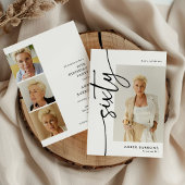 Script Sixty 4 Photo Collage 60th Birthday 招待状