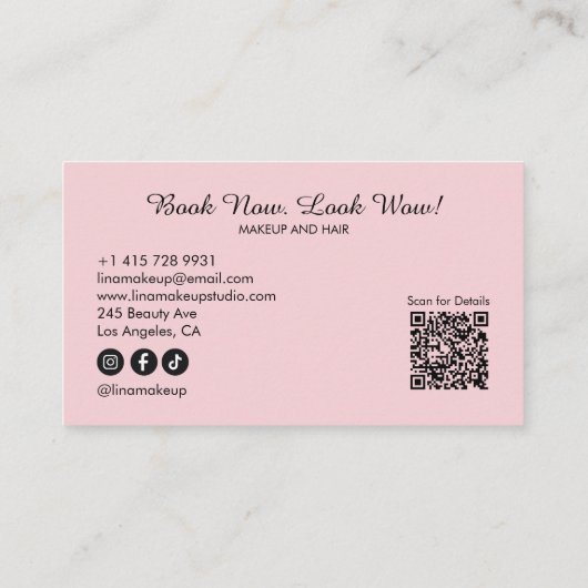 Script Social Icon QR Code Photo makeup Artist 名刺 (裏面)