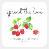 Script Spread The Love Raspberry Jam Favor Sticker スクエアシール (正面)