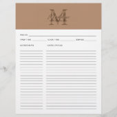 Script Taupe Metallic Gold Monogram Recipe (正面)
