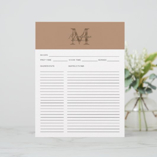 Script Taupe Metallic Gold Monogram Recipe (スタンド正面)
