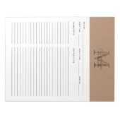 Script Taupe Metallic Gold Monogram Recipe ノートパッド (正面)
