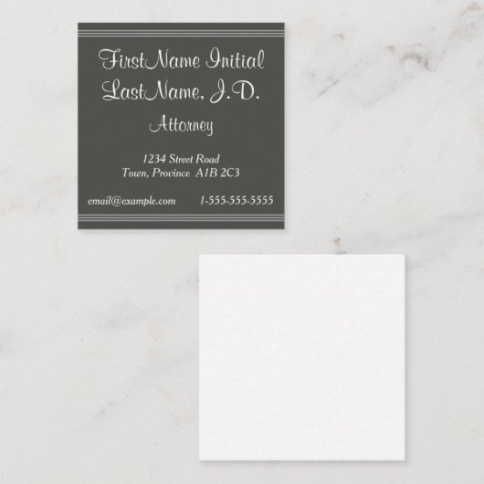 Script Text Attorney Business Card スクエア名刺 (正面/裏面)