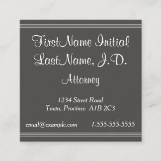 Script Text Attorney Business Card スクエア名刺