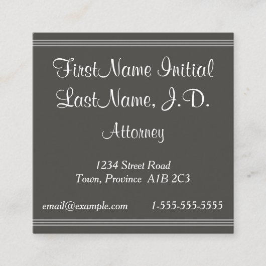 Script Text Attorney Business Card スクエア名刺 (正面)