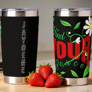 Script Text With Vines And Flowers 保温保冷タンブラー