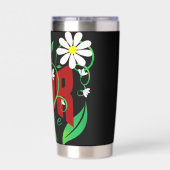 Script Text With Vines And Flowers 保温保冷タンブラー (背面)