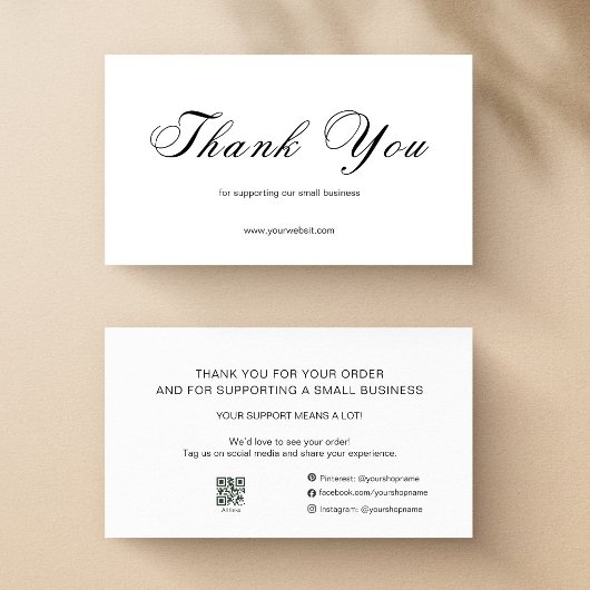 Script Thank You Card Social Media QR Small Busine 名刺