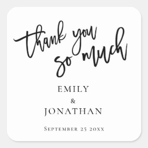 Script Thank You Much Newlyweds Names 結婚's スクエアシール