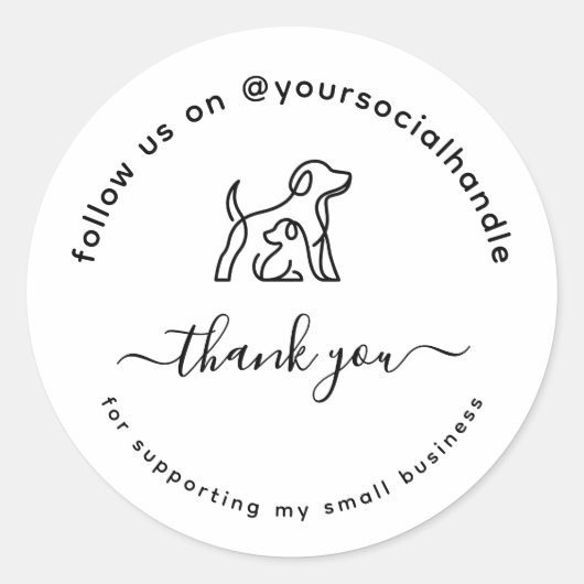  Script thank you social handle Custom logo  ラウンドシール (正面)