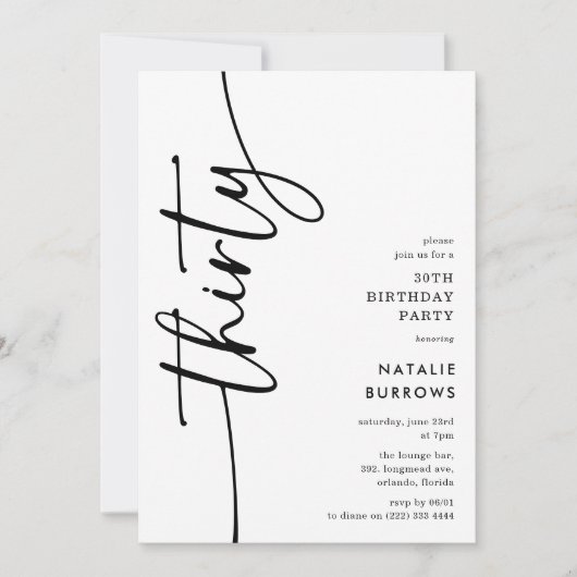 Script Thirty' 30th Birthday 招待状 (正面)