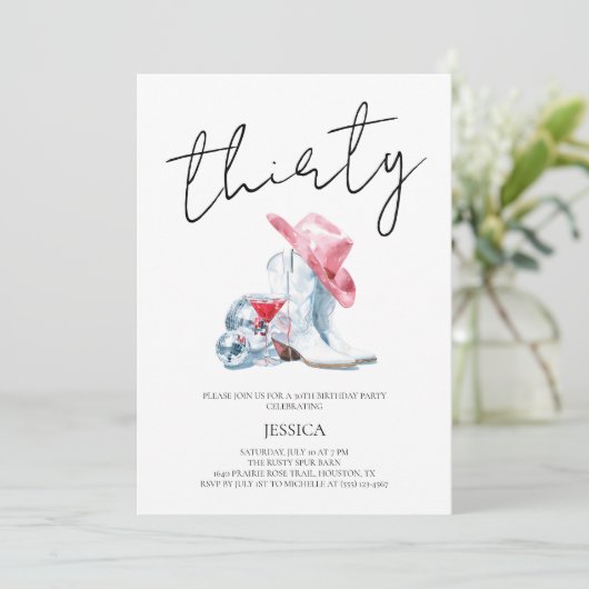 Script Thirty Western Cowgirl 30th Birthday Party 招待状 (スタンド正面)