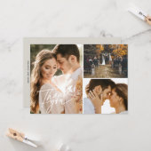 Script Three Photo Collage'結婚s Thank You カード (正面/裏面インサイチュ)