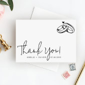 Script Typography Couple Rings Modern Wedding サンキューカード