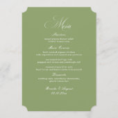 Script Typography Sage Green Wedding Menu Card 招待状 (正面)