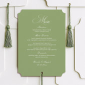 Script Typography Sage Green Wedding Menu Card 招待状