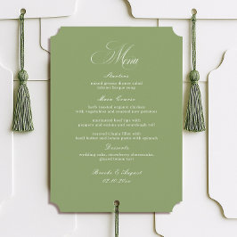 Script Typography Sage Green Wedding Menu Card 招待状