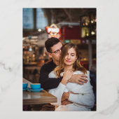 Script V 2写真モダン日付の保存 箔招待状 (裏面)