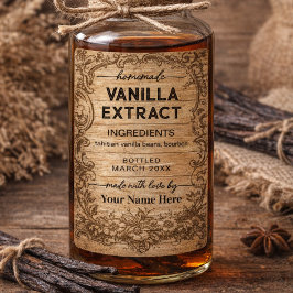 Script Vintage Homemade Vanilla Extract Label ワインラベル
