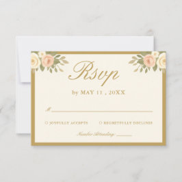 Script Vintage Ivory Wedding RSVP Card
