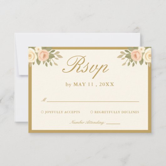 Script Vintage Ivory Wedding RSVP Card (正面)