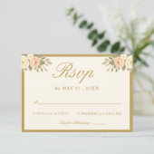 Script Vintage Ivory Wedding RSVP Card (スタンド正面)