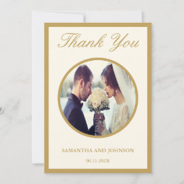 Script Vintage Ivory Wedding Thank You Card サンキューカード