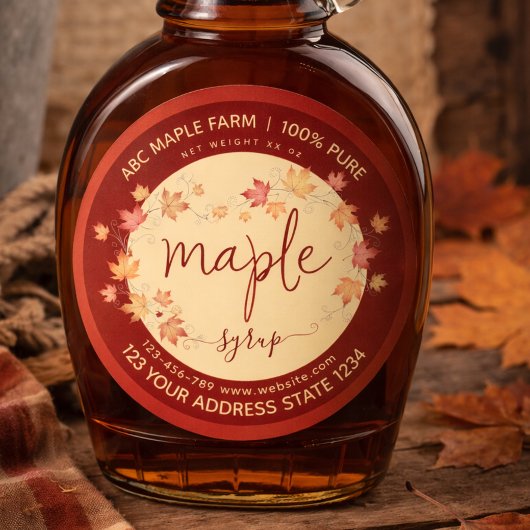 Script Vintage maple syrup labels ラウンドシール