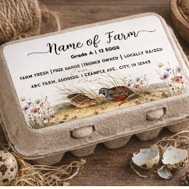 Script Watercolor Farm Quail Egg Carton Label ラベル