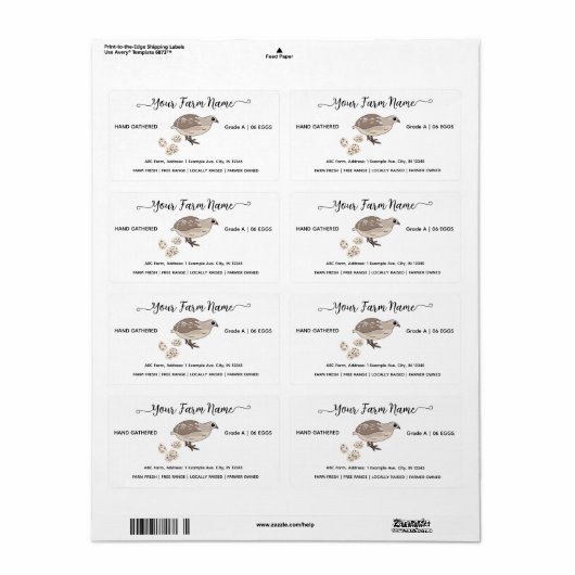 Script watercolor quail egg labels ラベル (フルシート)