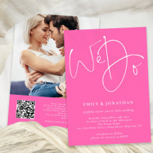 Script We Do Photo QR Code Hot Pink 結婚's