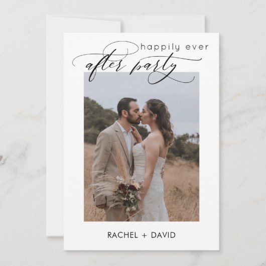 Script We Elopedエレガントフォトウェディングレセプション 招待状 (正面)