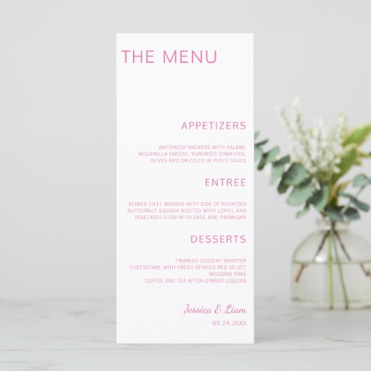 Script Wedding Dinner Minimalist Wedding Reception メニュー (スタンド正面)