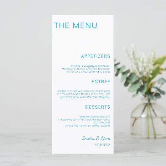 Script Wedding Dinner Minimalist Wedding Reception メニュー (スタンド正面)