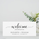 Script Welcomeのテーブ結婚ルシーティングヘッダーカード 招待状 (スタンド正面)