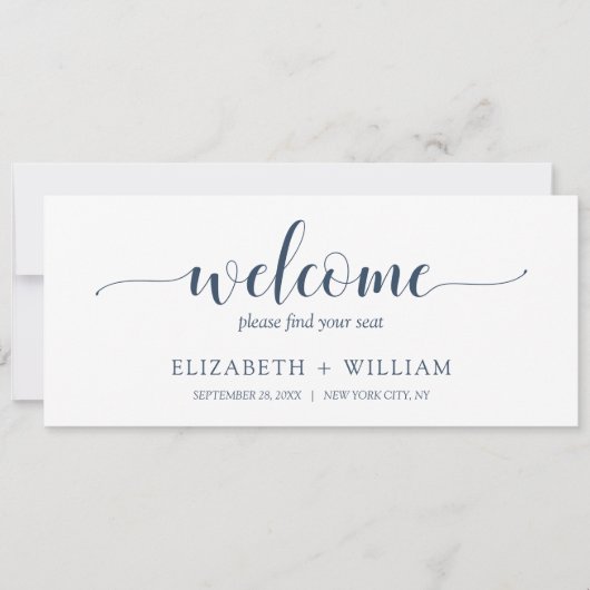 Script Welcomeのテーブ結婚ルシーティングヘッダーカード 招待状 (正面)