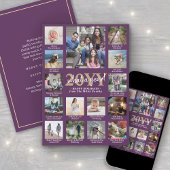 Script What a Year! 15 Photo Collage Purple & Gold シーズンカード