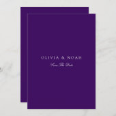 Script White エレガント & Purple日付カードの保存 案内状 (正面/裏面)