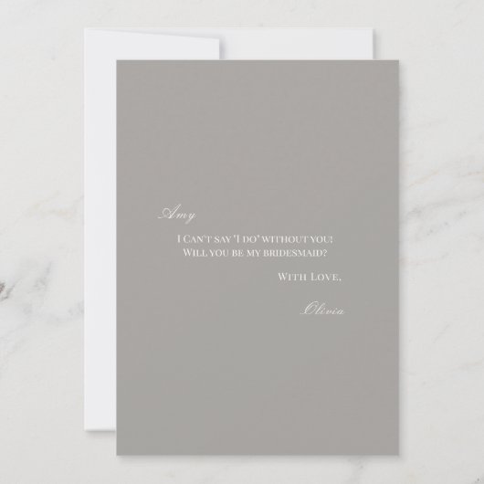 Script White & Gray Bridesmaid Proposal Card セーブザデート (裏面)