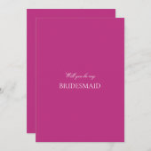 Script White & Magenta Bridesmaid Proposal Card セーブザデート (正面/裏面)