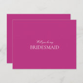 Script White & Magenta Bridesmaid Proposal Card セーブザデート (正面/裏面)